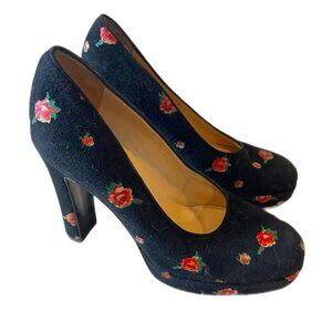 RARE 90s Dolce & Gabbana black and pink floral pumps
